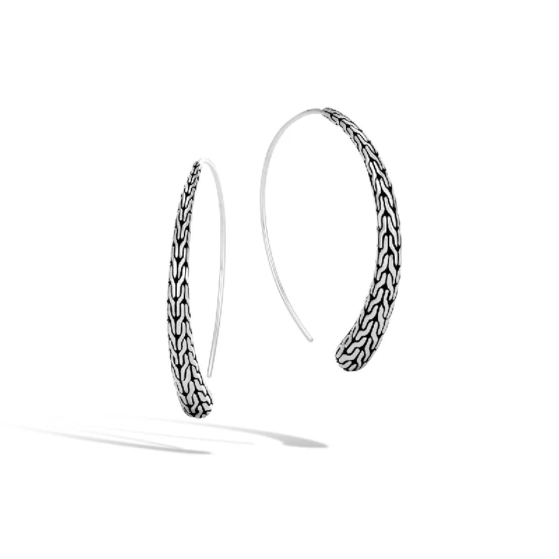 women’s gold hoop earrings-Classic Chain Silver Large Hoop Earrings