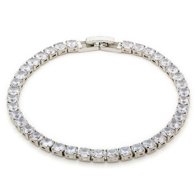 women’s infinity bangles-White Round Zirconia Tennis Bracelet