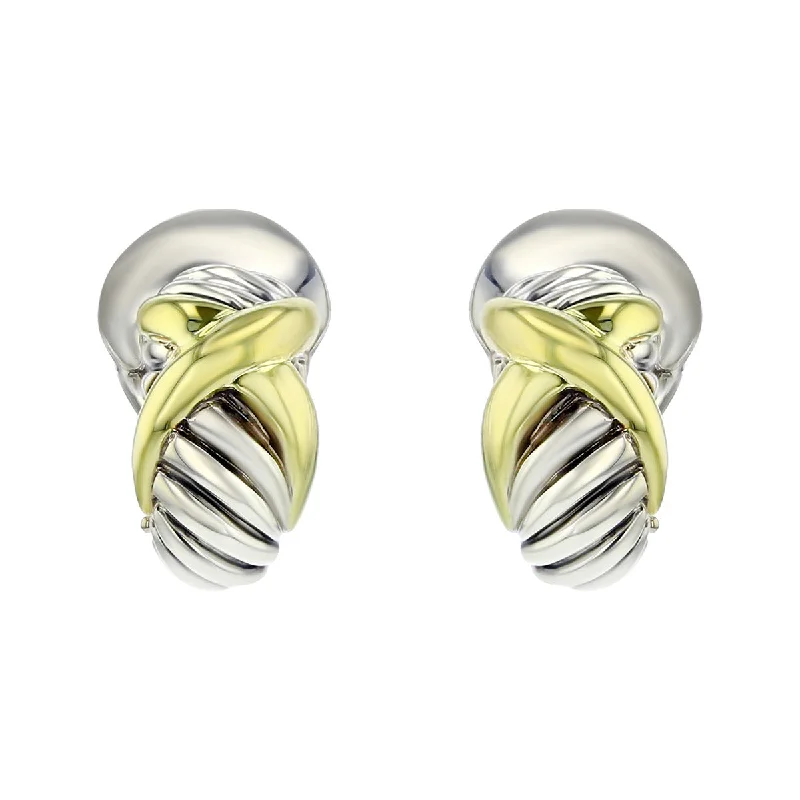 women’s pearl stud earrings-David Yurman Cable X Crossover Hoop Earrings