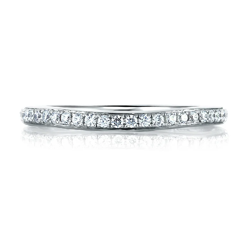 women’s solitaire engagement rings-A.Jaffe Signature Classic Contoured Pave Diamond Wedding Band MRS414/18