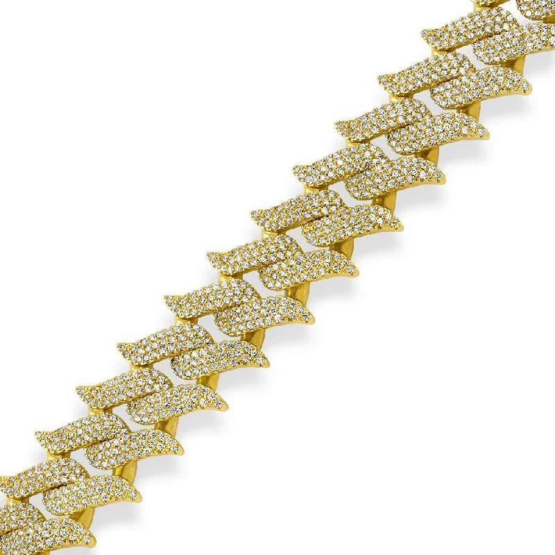 women’s engraved charm bracelets-Spiked Cuban Link Iced Out Hip Hop Bracelet