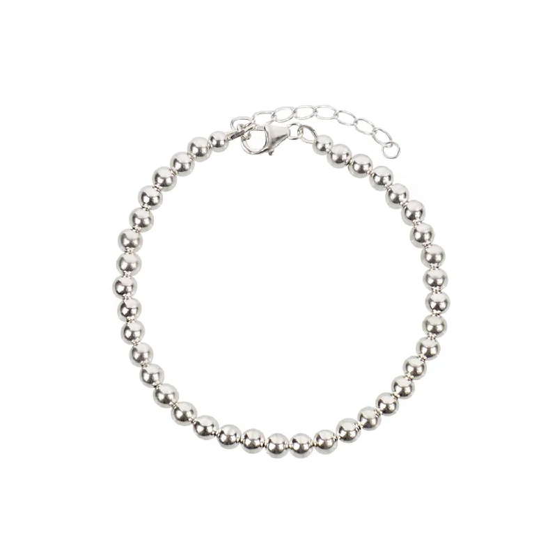 women’s leather bracelets-5 mm Ball 925 Sterling Silver Bracelet