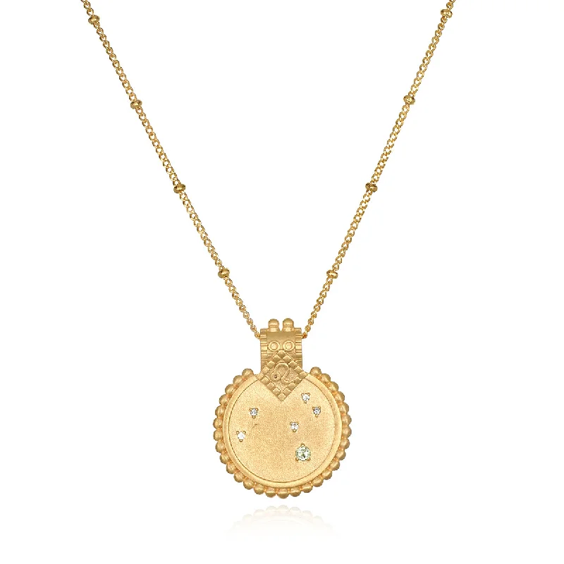 women’s classic gold necklaces-Mandala Zodiac Leo Peridot Necklace