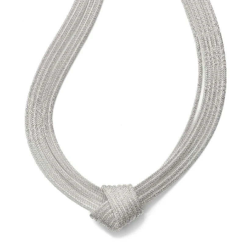 women’s silver chain necklaces-Dramatic Mesh Knot Necklace, 18 Inches, Sterling Silver