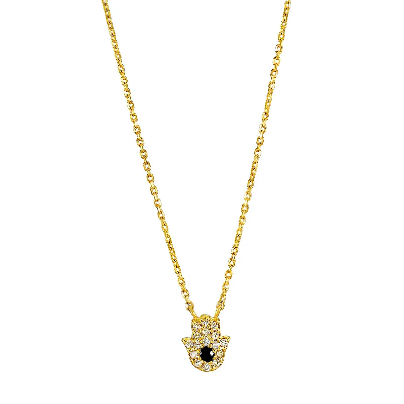 women’s choker necklaces-Abundant Blessings 14kt Gold Hamsa Necklace 