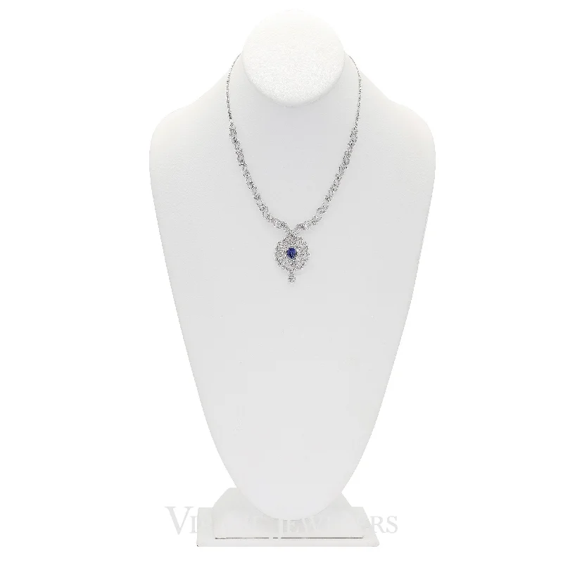 women’s simple necklaces-18k White Gold Diamond Ruby Emerald Sapphire Necklace and Earrings Set