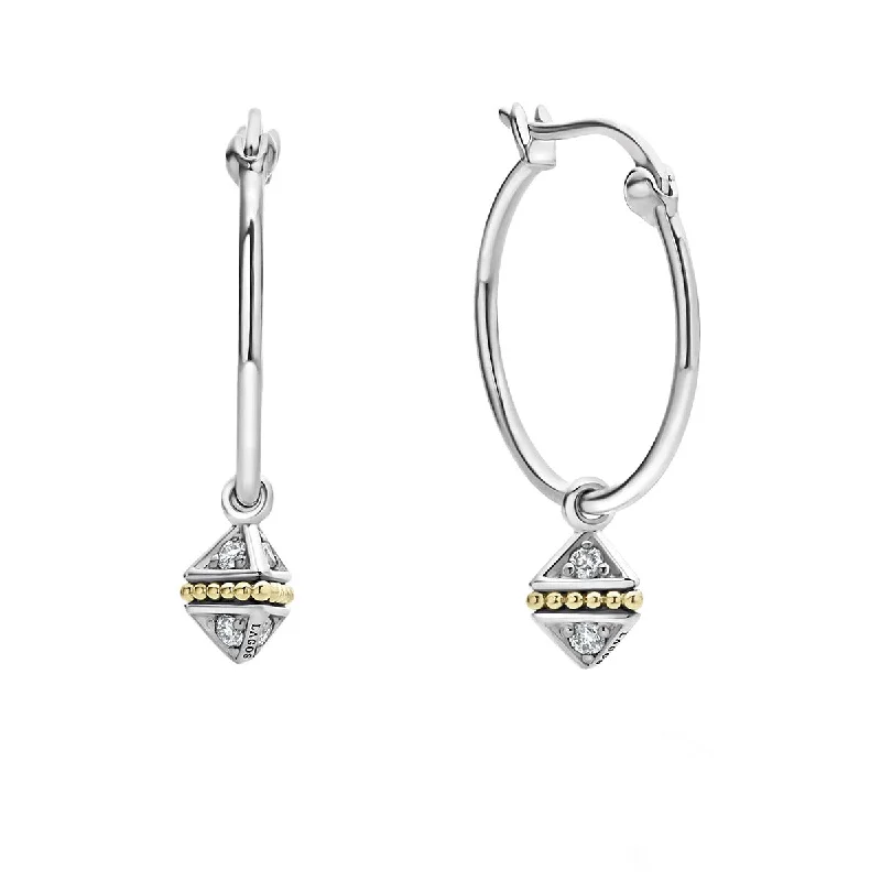 women’s colorful drop earrings-Charm Diamond Hoop Earrings