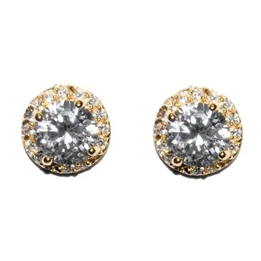 women’s sparkling earrings-Starla 8mm Clear Round Halo Stud Earrings | 3.5ct