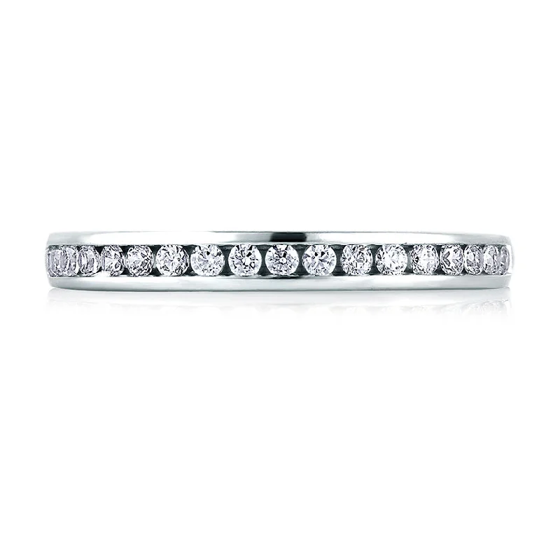 women’s princess cut engagement rings-A.Jaffe Signature Sparkling Channel Set Diamond Wedding Band MRS233/27