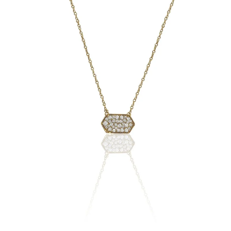 women’s gemstone necklaces-10K Yellow Gold 1.00 CT Diamond Pavé Hexagon Necklace