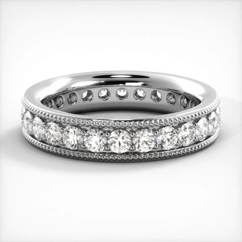 women’s unique engagement rings-1.73 ct. Round Diamond Milgrain Accent Wedding Band