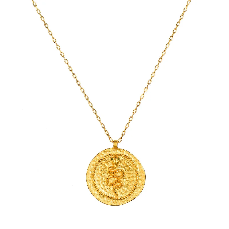 women’s charm necklaces-Eternal Energy Snake Coin Necklace