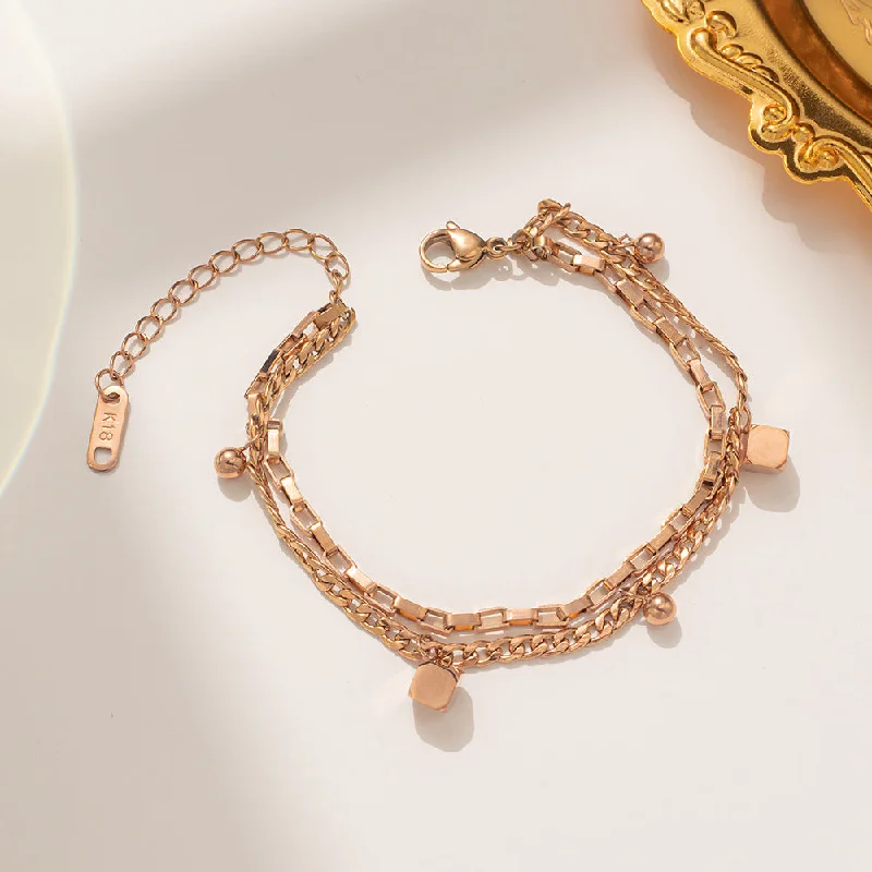 962 Double layered Octagonal Wealth Bracelet Rose Gold