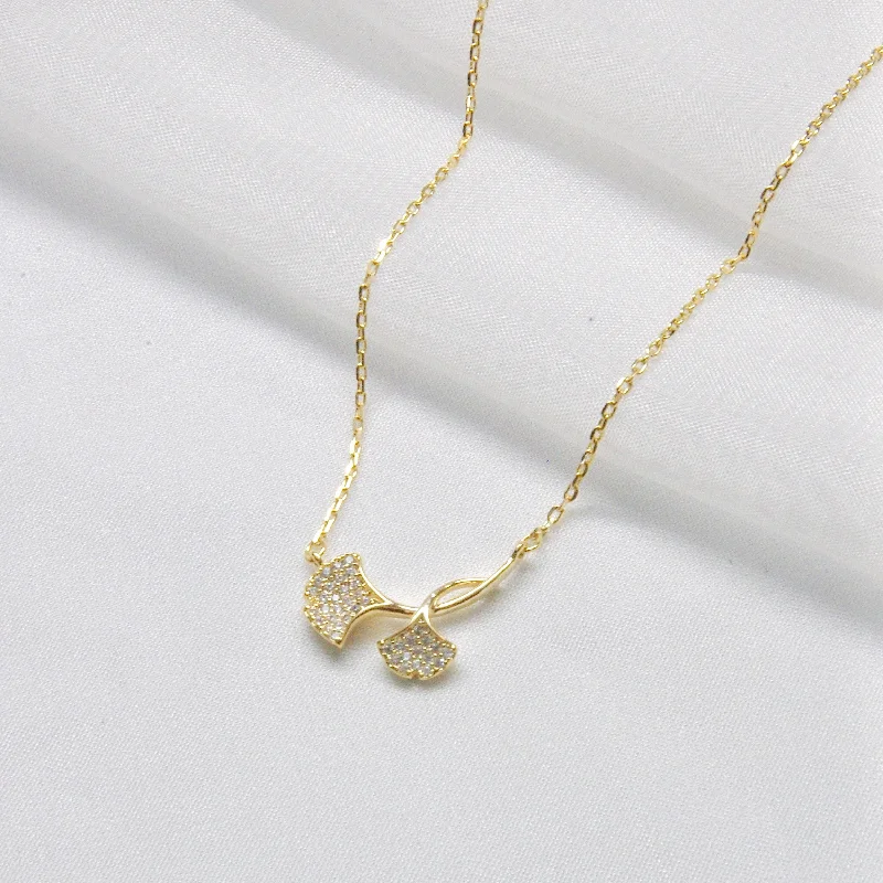 women’s infinity necklaces-Double Ginkgo Necklace