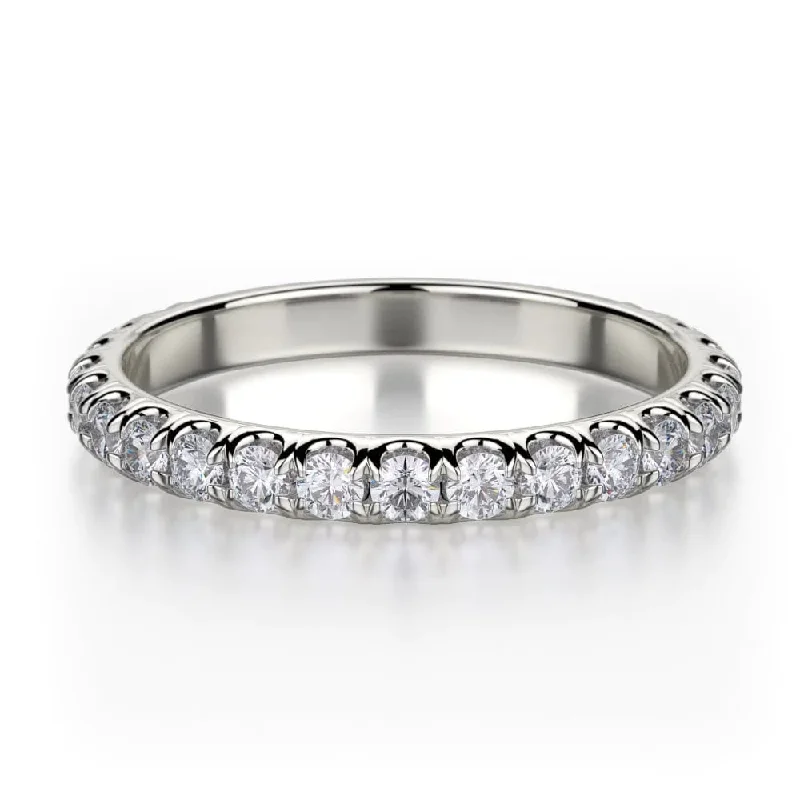 women’s matching engagement rings-Three-Quarter Eternity Wedding Band- White Gold