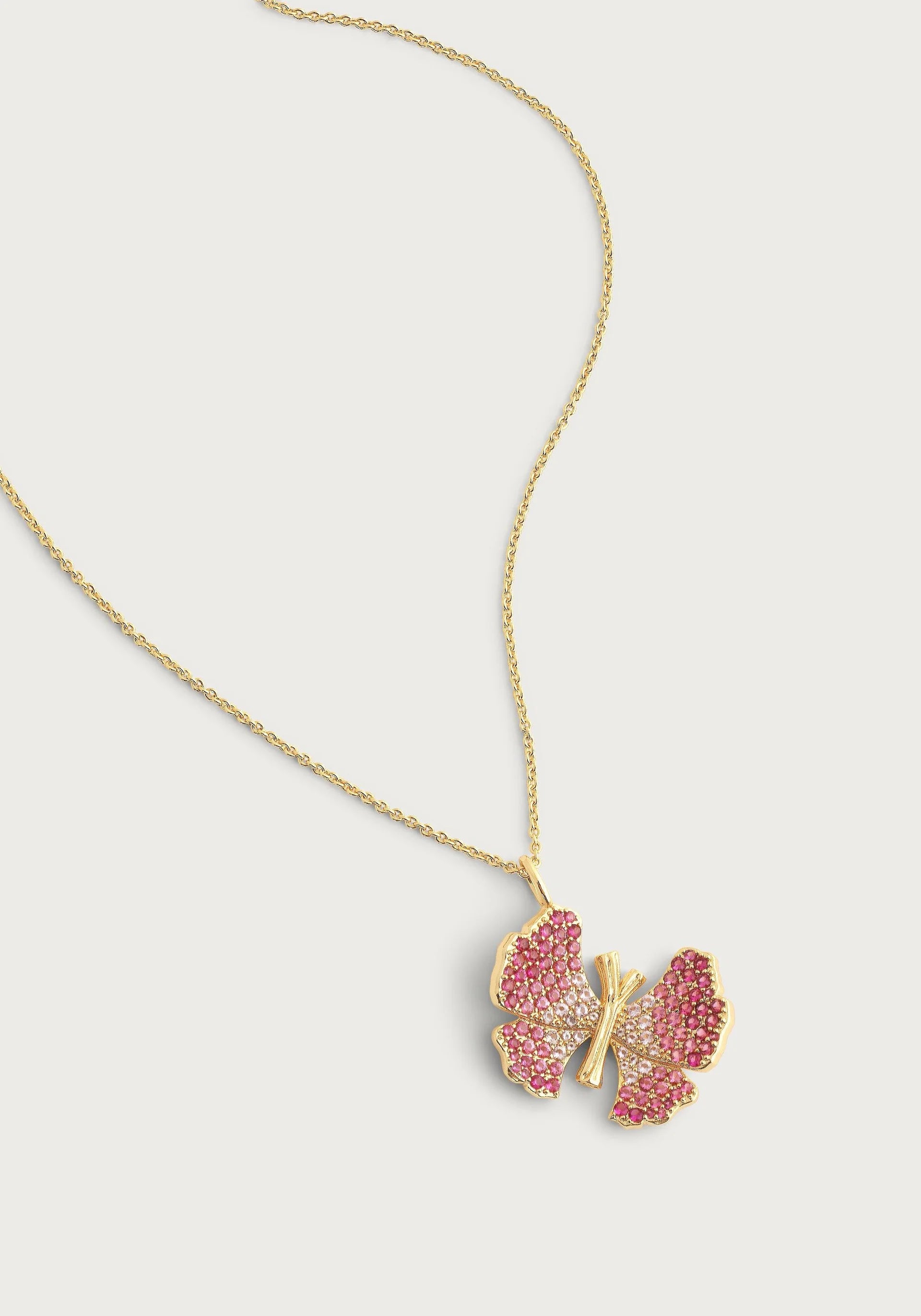 women’s birthstone necklaces-Butterfly Pavé Necklace