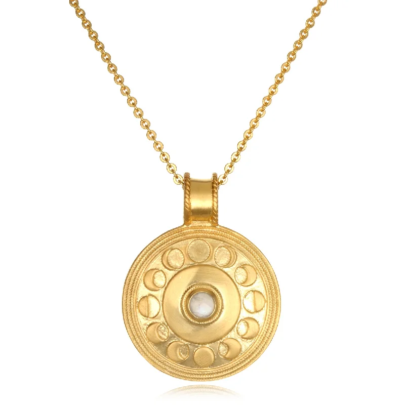 women’s chunky necklaces-Phases of the Moon Gold Necklace