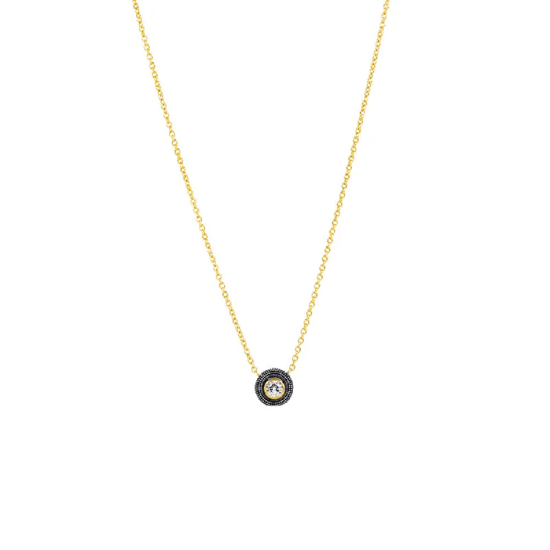 women’s dainty necklaces-Sterling Silver Black Rhodium JOSS Necklace with Champagne Diamond