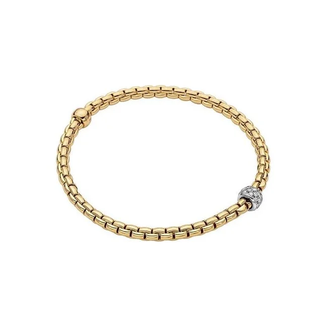 women’s tennis bangle bracelets-FOPE 18K Gold Eka Diamond Pave Flex'It Bracelet