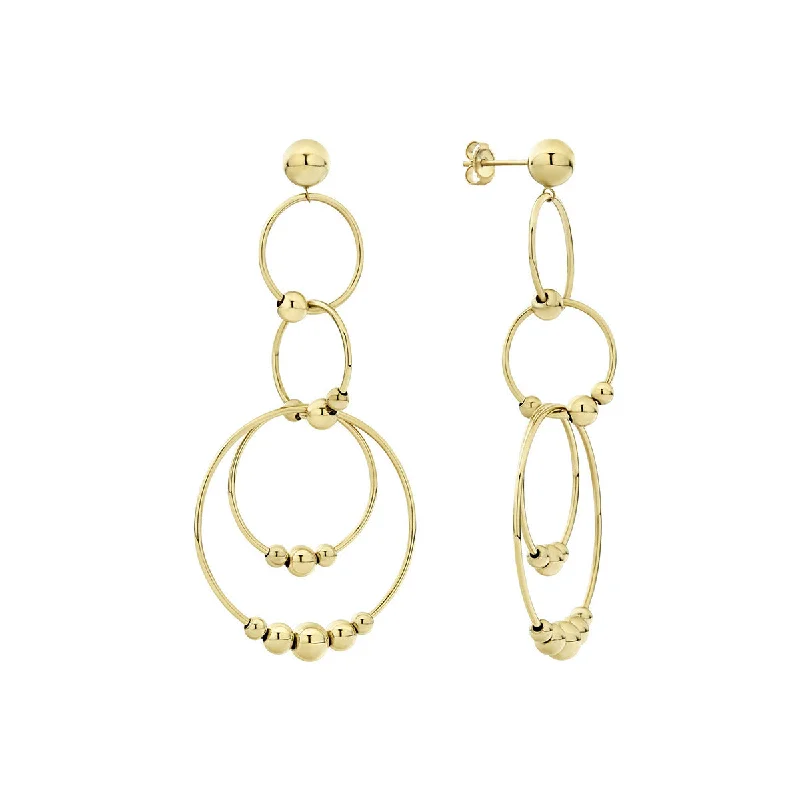 women’s heart-shaped earrings-Caviar Gold Circle Drop Earrings