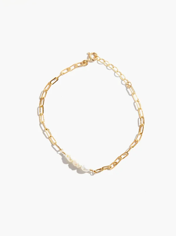 women’s stackable silver bangles-Pearl Strength Bracelet