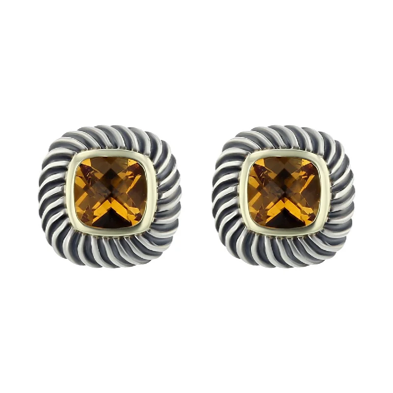 women’s colorful gemstone earrings-David Yurman 14K Gold Citrine Cable Earrings