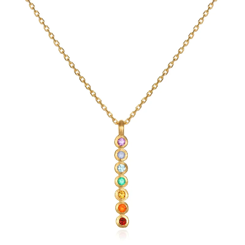 women’s luxury diamond necklaces-Divine Alignment Gemstone Chakra Necklace