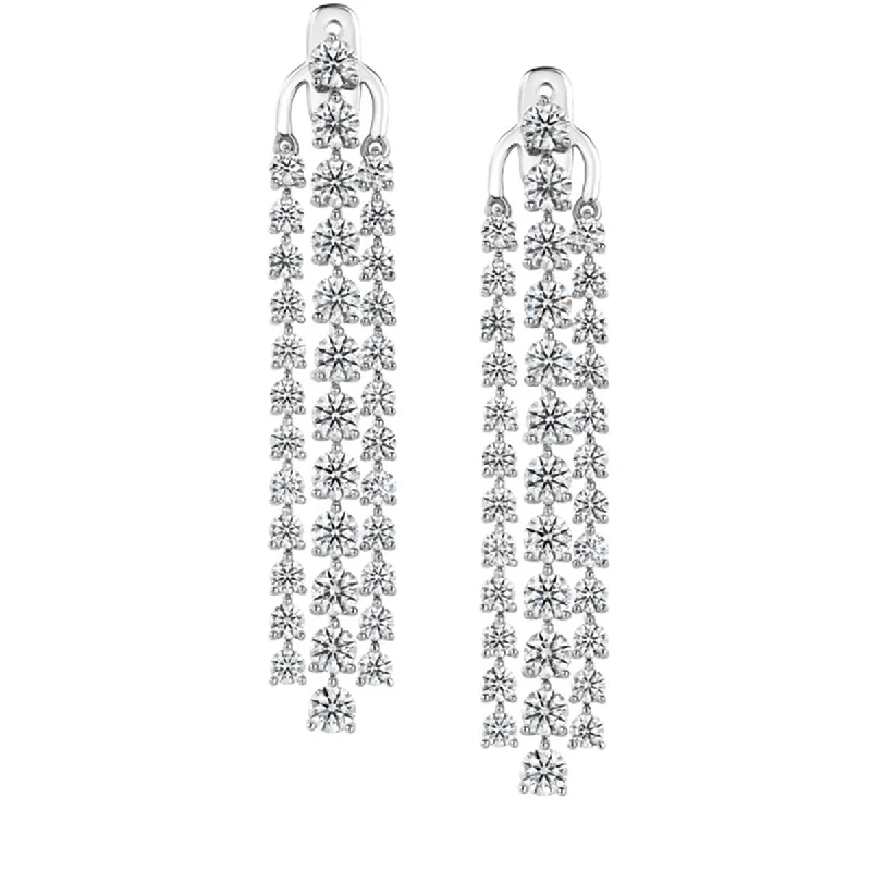 women’s diamond stud earrings-Cascade Stiletto 3-Row Earrings