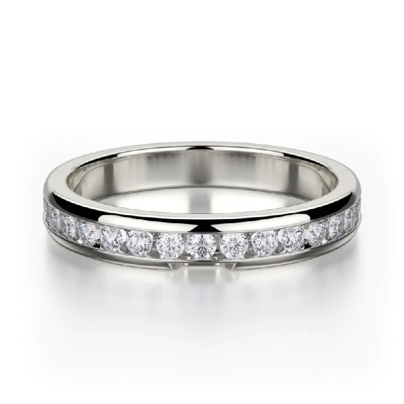 women’s engagement rings with platinum bands-Channel Set Wedding Band- White Gold