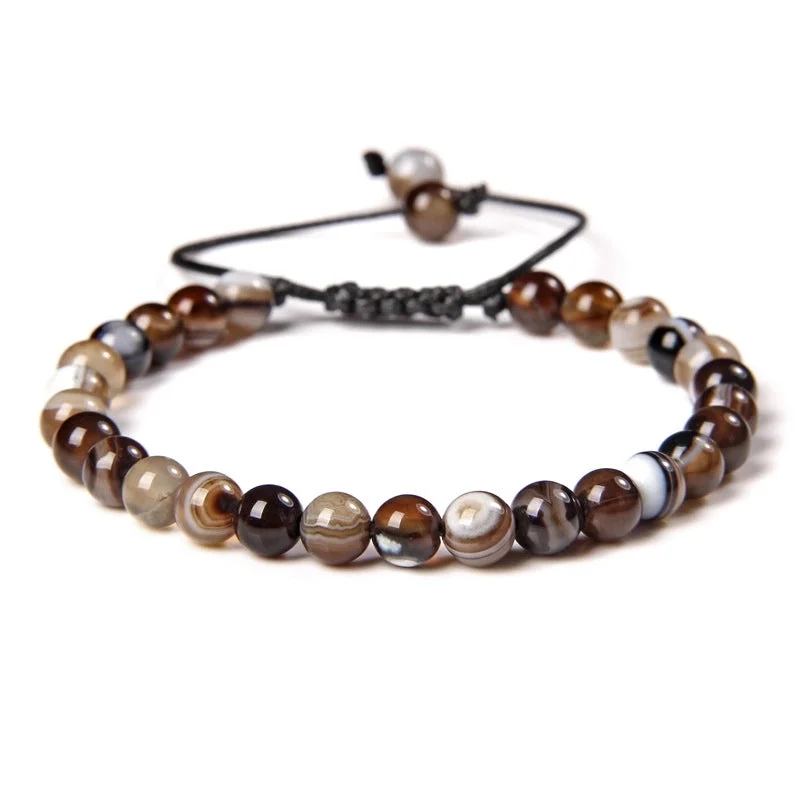 Dark Coffee Striped Agate|6mm (Stretchable)