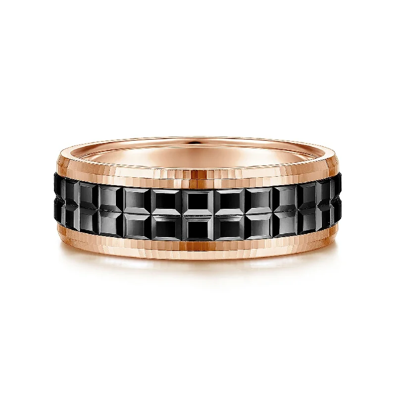 women’s engagement rings-14K Rose Gold Cubic Men's Wedding Band