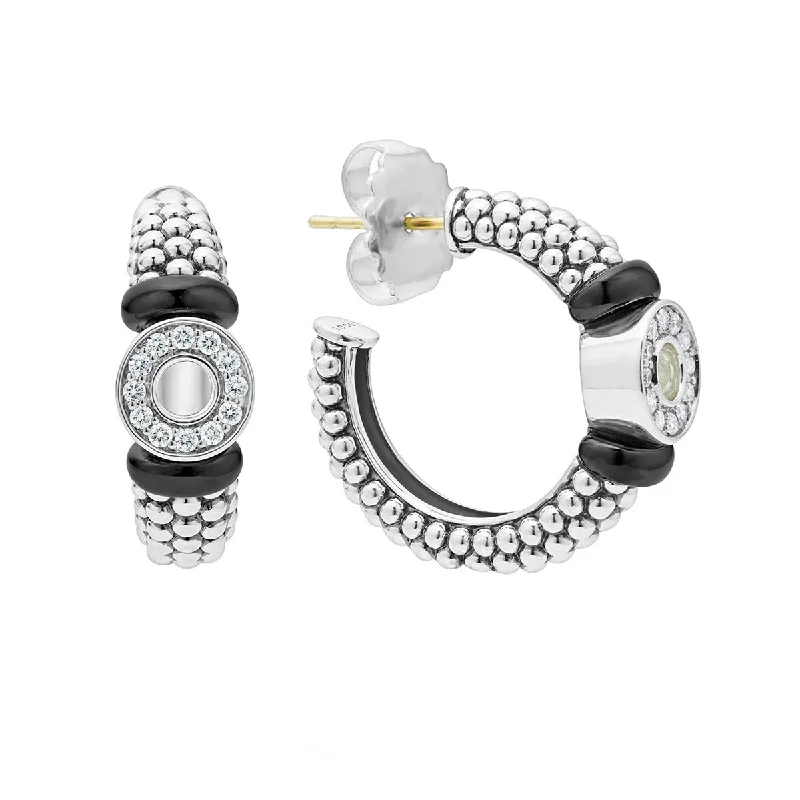 women’s stud earrings-Ceramic and Diamond Circle Hoop Earrings