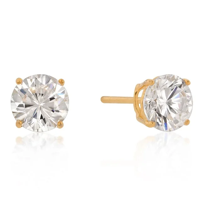 women’s hoop and stud earrings-Haley Round Cut Gold Stud Earrings – 7mm  | 2ct | Sterling Silver