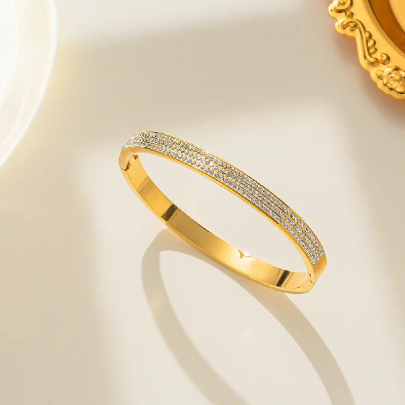 135 Gold Three Row Diamond Bracelet