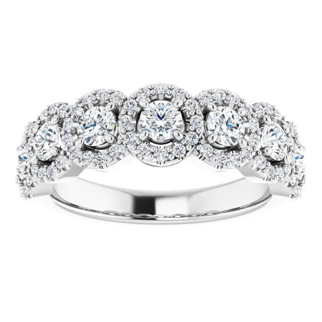 women’s affordable gold engagement rings-1.00 ct. Round Cut Diamond Halo Design Wedding Band