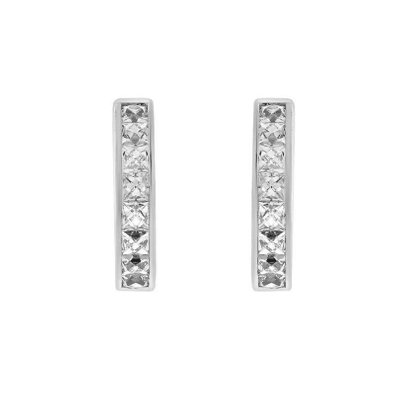 women’s luxury gold earrings-French Cut Diamond Hoop Earrings