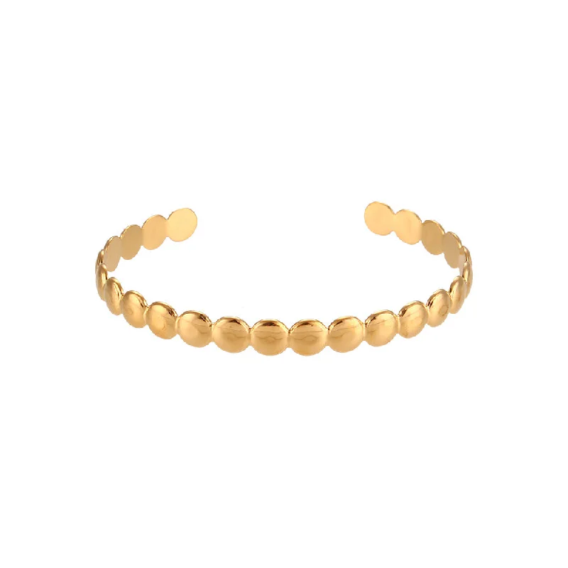 Adjustable Open Smooth Round Bracelet - Gold