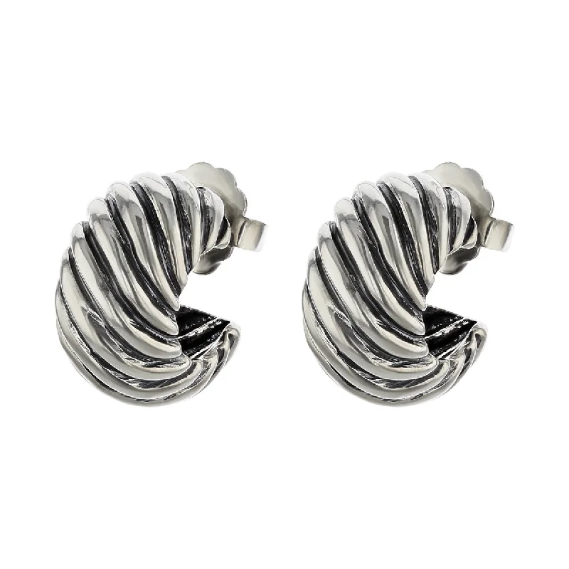 women’s matching jewelry earrings-David Yurman Wide J-Hoop Cable Classic Earrings