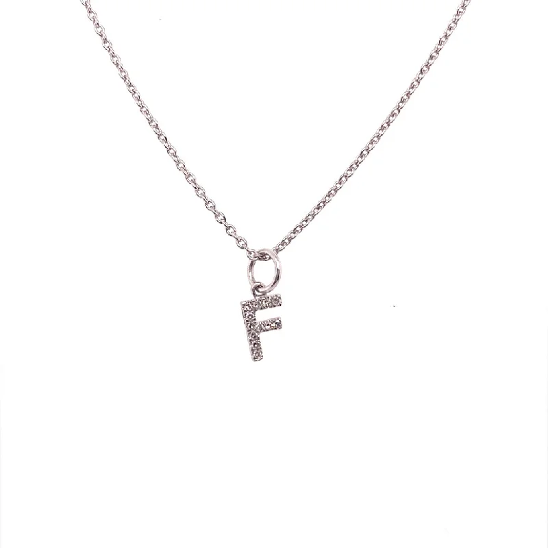 women’s crystal necklaces-0.04 Carat Diamond Initial "F" Necklace 14K White Gold