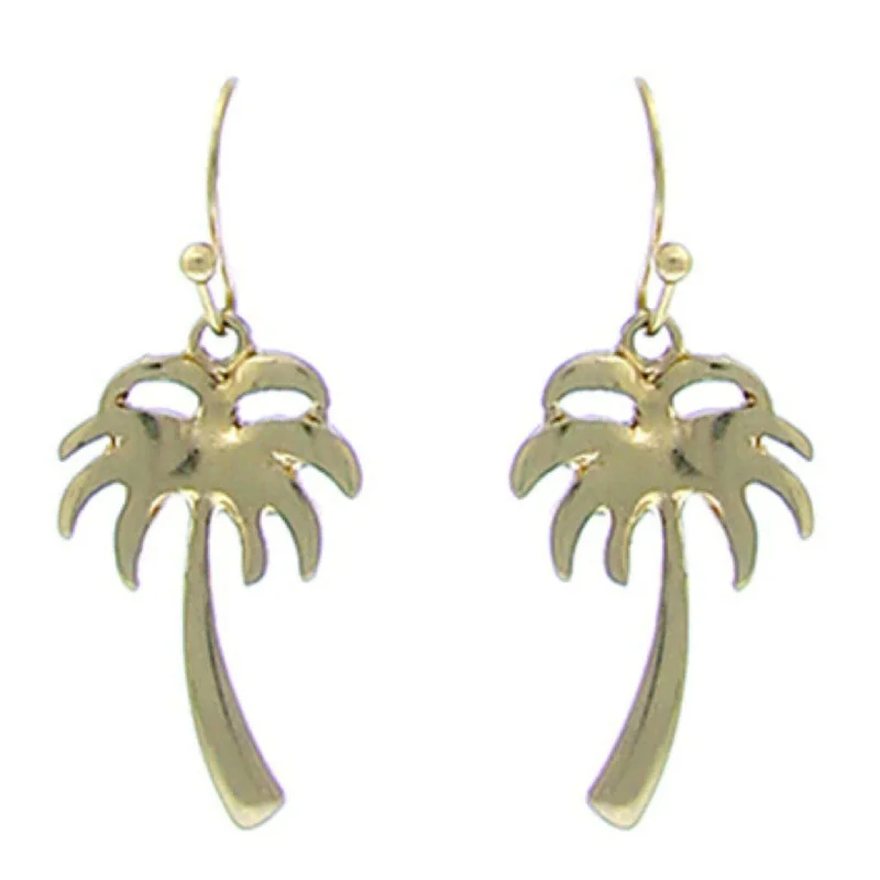 women’s handmade earrings-Hawaiian Gold Palm Tree Earrings