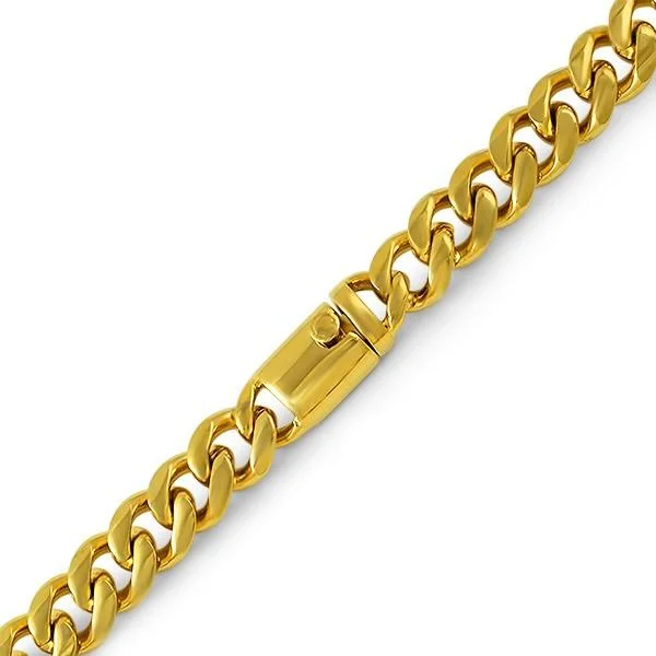 women’s multi-strand bracelets-Gold Miami Cuban Bracelet 316L 13MM Box Clasp