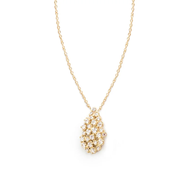 women’s fancy necklaces-18 Karat Yellow Gold Diamond Pear Festival Necklace