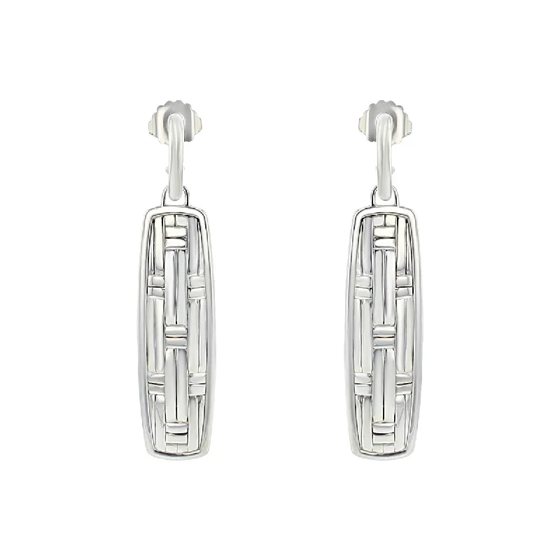 women’s designer earrings-John Hardy Sterling Silver Bedeg Drop Earrings