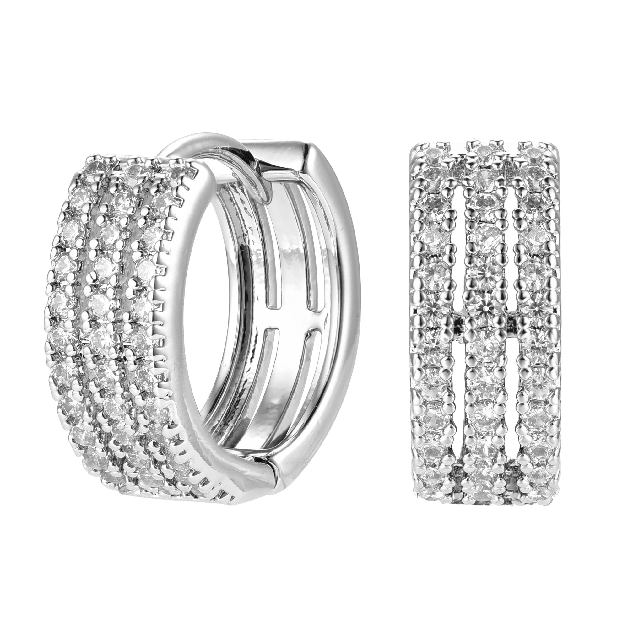 women’s Swarovski earrings-Trisha CZ Silver Huggie Hoop Earrings