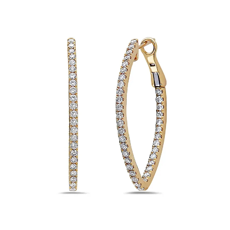 women’s trendy earrings-Diamond V Hoop Earrings