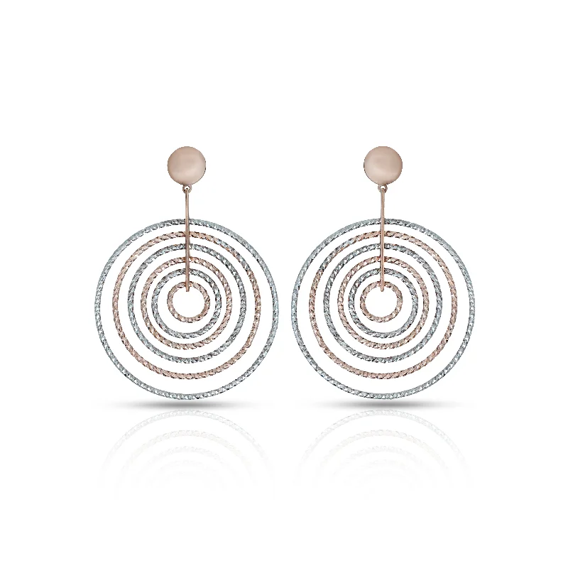 women’s stylish stud earrings-Minimalist Multi-Ring Silver Drop Earrings