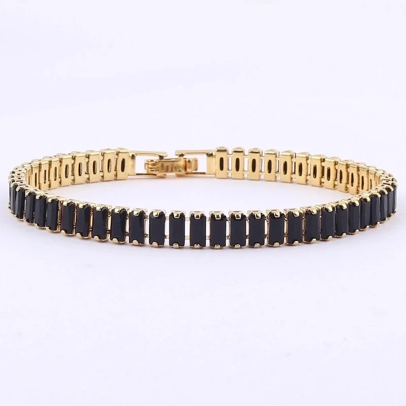 Square Buckle Bracelet Black|18K