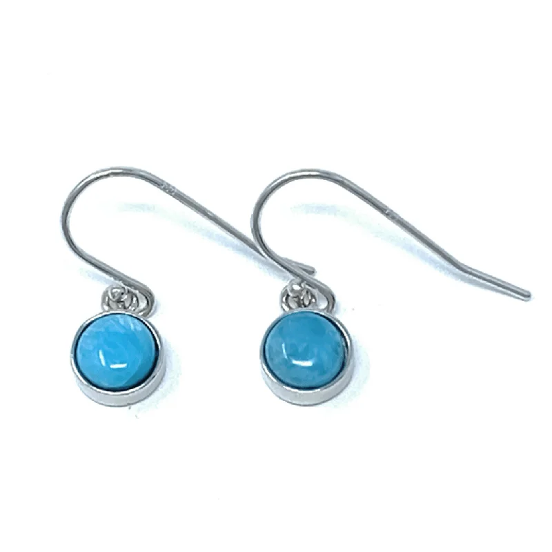 silver earrings for women-Larimar Circle Sterling Silver Dangle Earrings