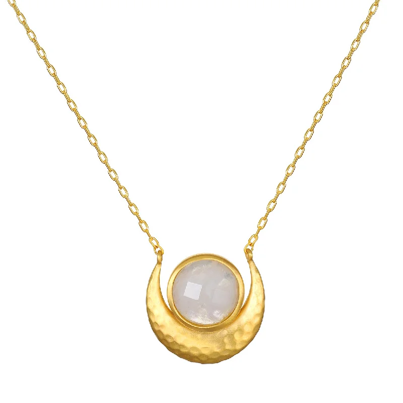 women’s vintage gold necklaces-Cradled in Light Moonstone Necklace