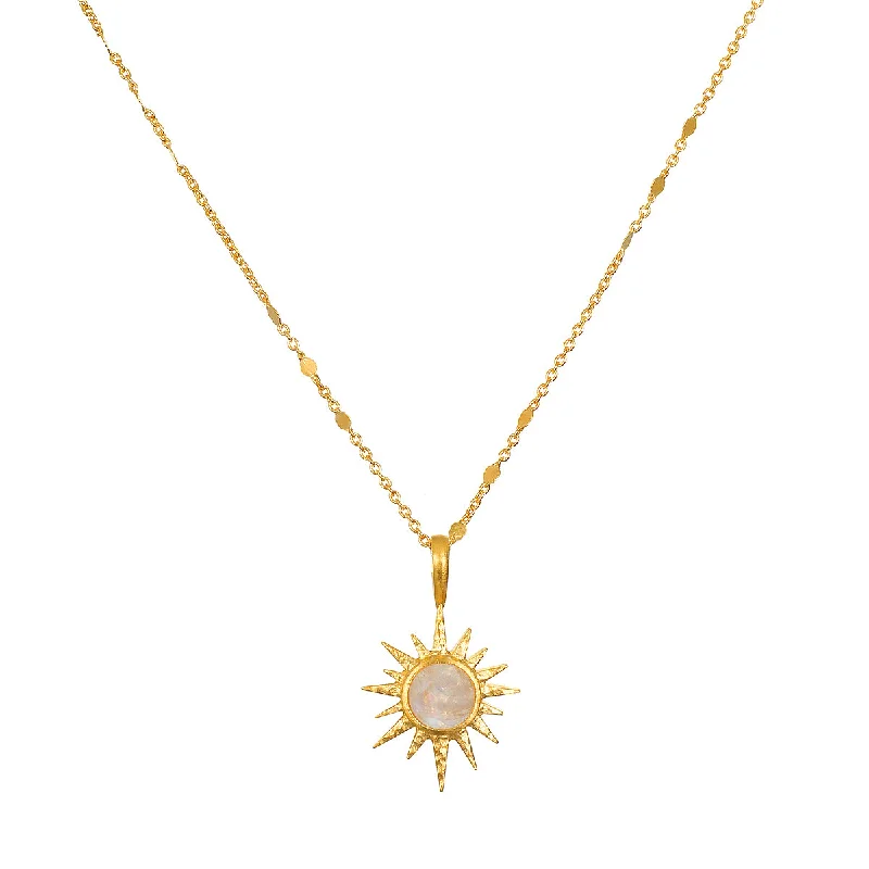 women’s charm pendant necklaces-North Star Moonstone Starburst Necklace